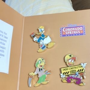 Disney Three Caballeros WDW Coronado Springs 3 Trade Pin Set Under Construction
